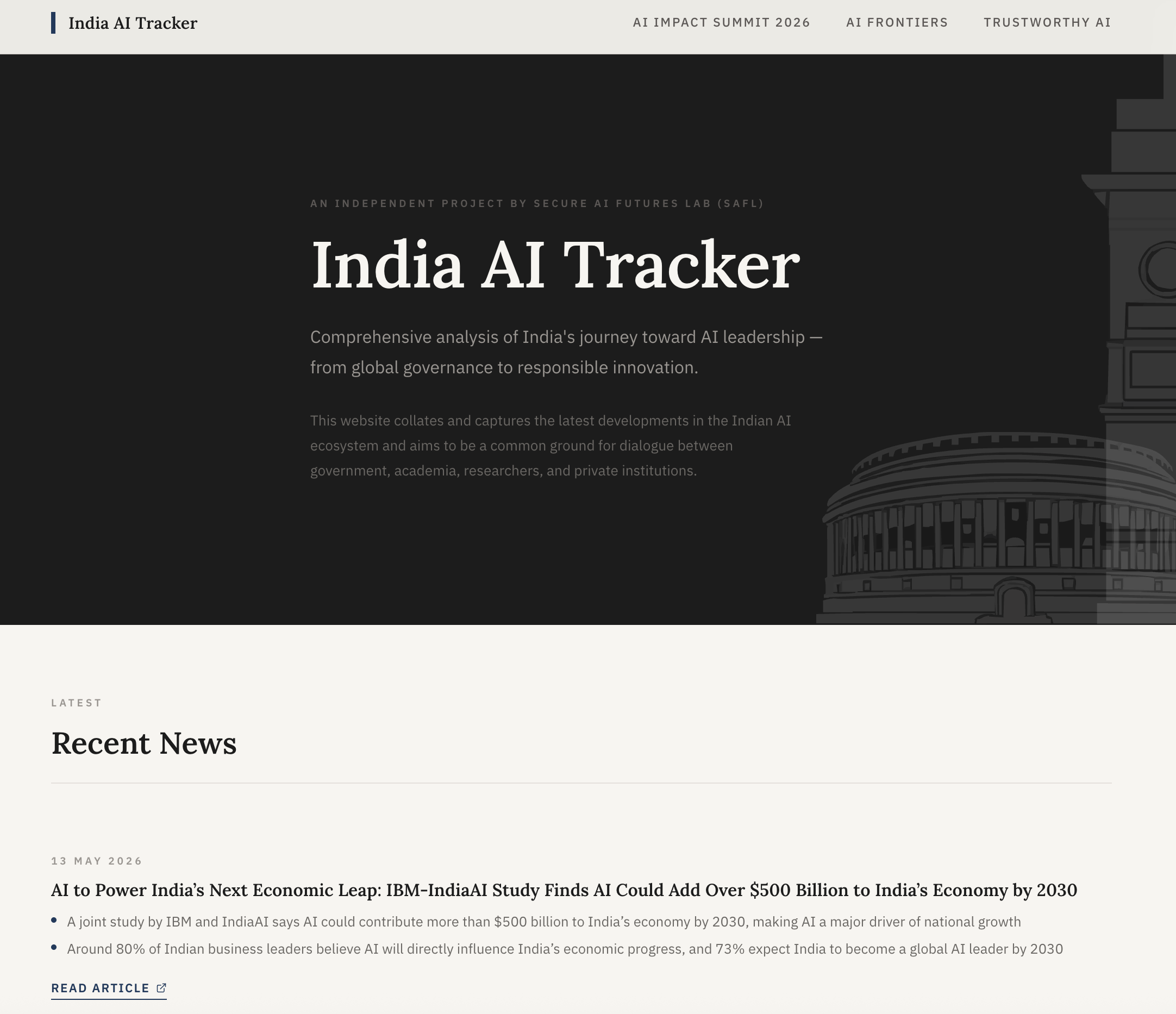 The India AI Tracker dashboard